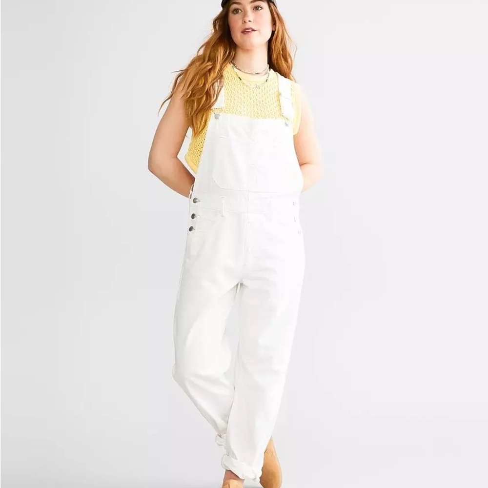 Women's White Denim Overalls